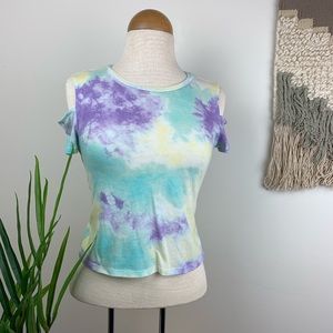 5/$25! Hollister Tie Dye Cold Shoulder Crop Top